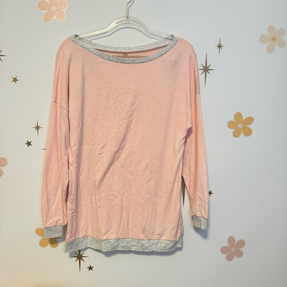 Pink and Gray Long Sleeve Top